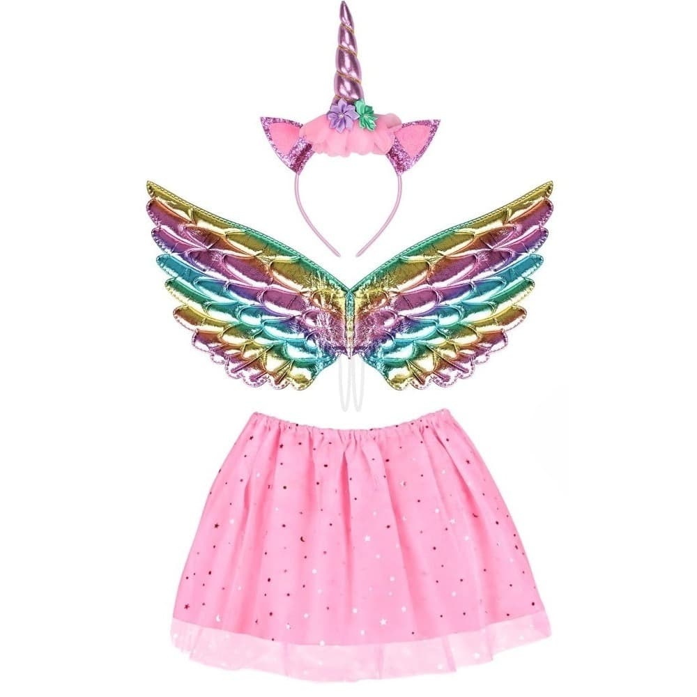 Costume Accessories Set With Headband, Wings, And Dress In Pink And Purple,Costume Accessories For Party And C