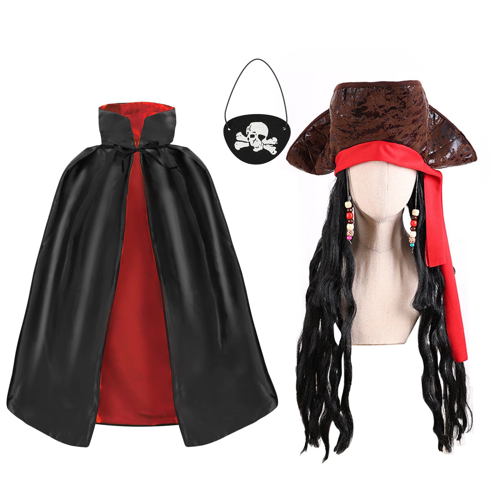 Pirate Costume Set – Eye Patch, Cape, And Hat For Festive Events