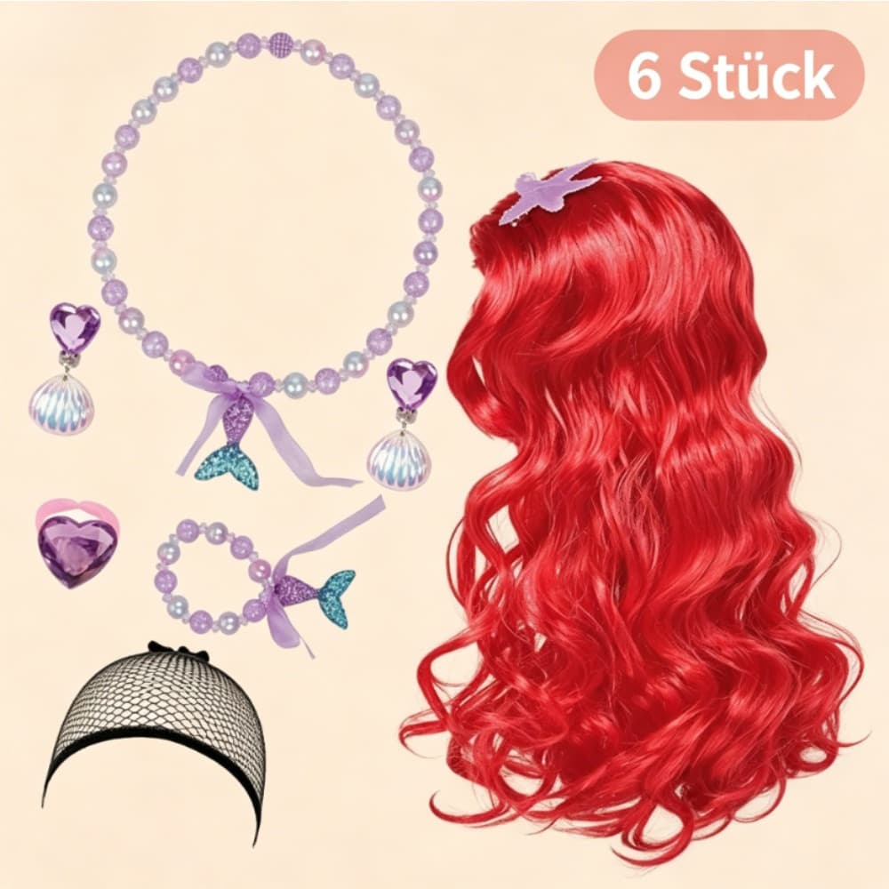 16-Piece Princess Accessories Set With Red Hair & Jewelry For Theme Parties And Costumes – Party Accessories S