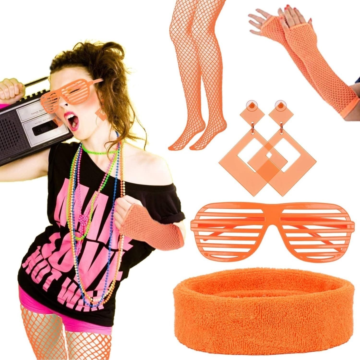 5TLG 1980s Costume Accessories 1990s Headband Neon Women's Outfit 1990s Clothing Accessories 1980s Fluorescent