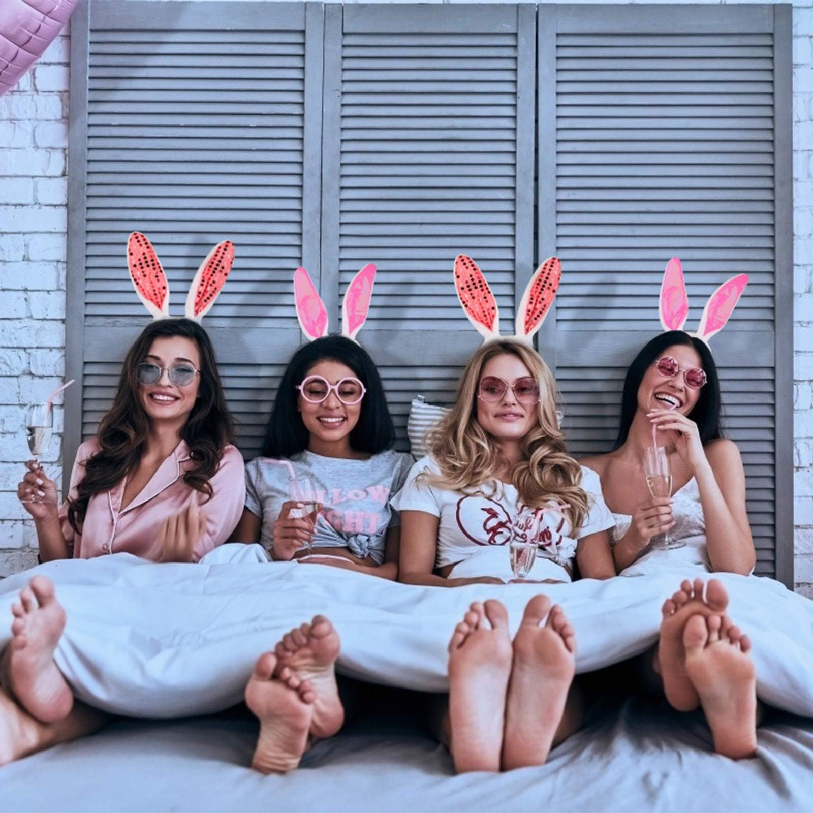 Easter Bunny Costume Set, 4-Piece Set Of Easter Bunny Ear Headbands, Playful Bunny Accessories For The Whole F