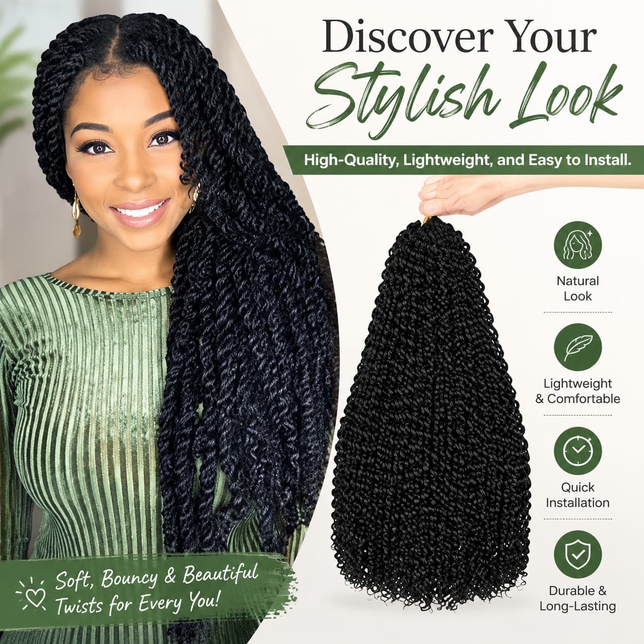 Water Wave Crochet Braiding Hair LongBohemian Curly Style Suitable For Butterfly Braids AndFaux Braids 60 Gram