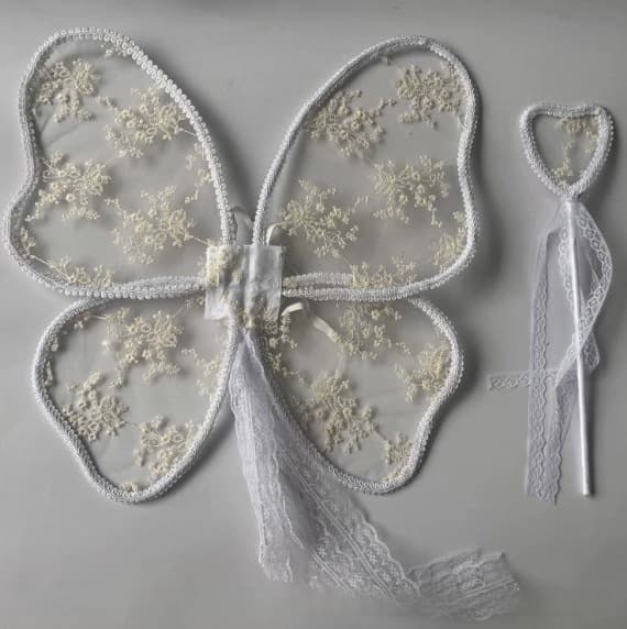 Angel Lace Wings And Fairy Wand Set Costume Accessories
